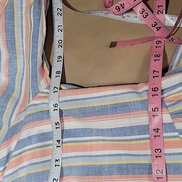 Harlow & Rose Size M "Washed Linen" color Pastel Stripe Tiered Knee-Length Dress - Picture 9 of 14